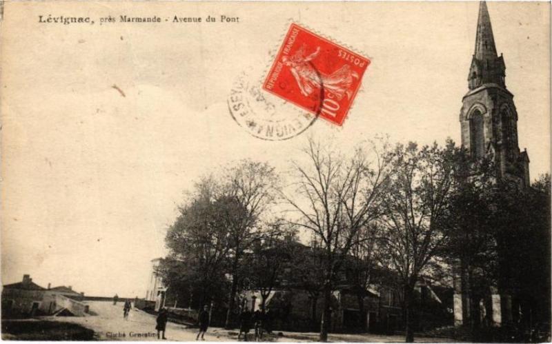 Carte postale ancienne Levignac pres Marmande - Avenue du Pont à Marmande