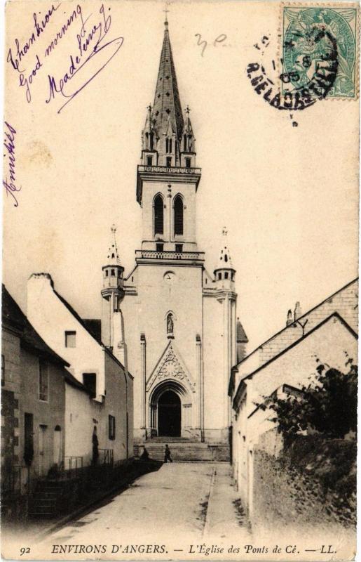 Carte postale ancienne Env. d'Angers - L'Eglise des Ponts-de-Ce à Angers