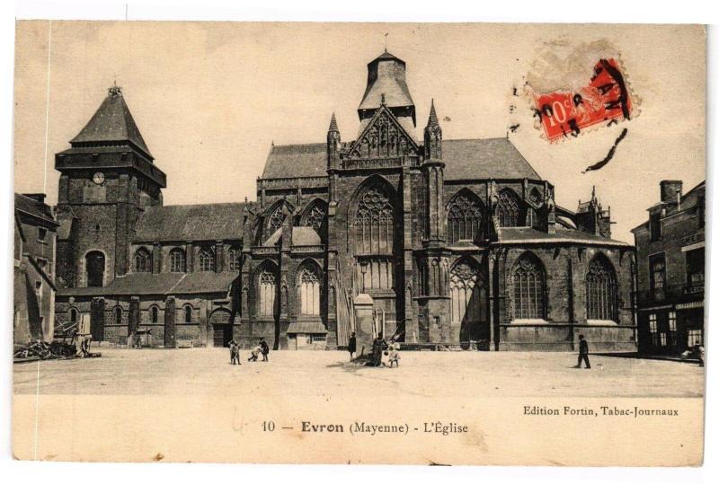 Carte postale ancienne Evron .- L'eglise