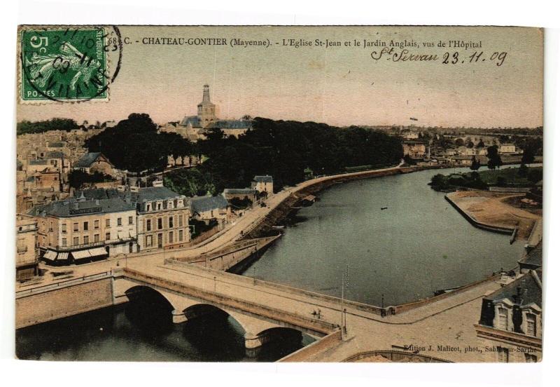 Carte postale ancienne Chateau gontier.- L'eglise st . jean