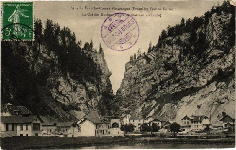 Carte postale ancienne Col des Roches (Route des Morteau au Locle) à Morteau