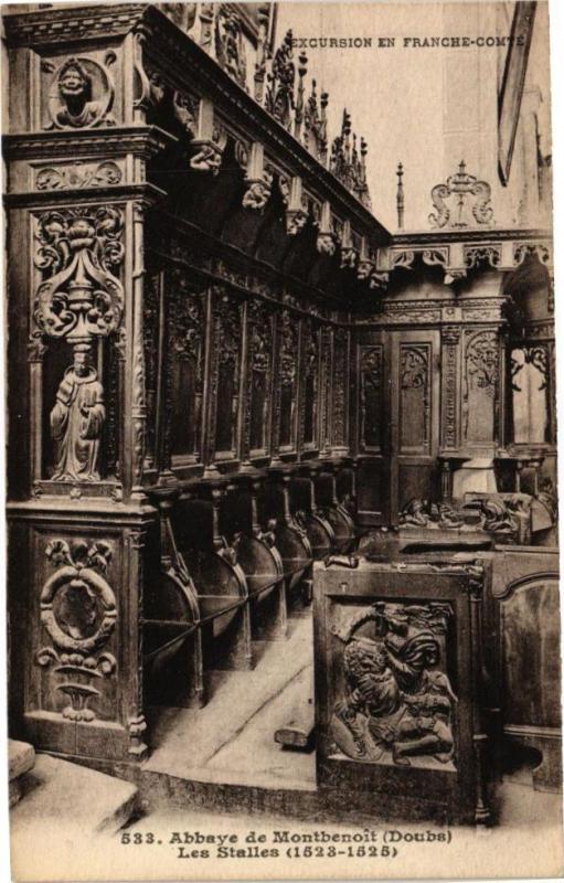 Carte postale ancienne Abbaye de Montbenoit - Les Stalles (1523-1525)