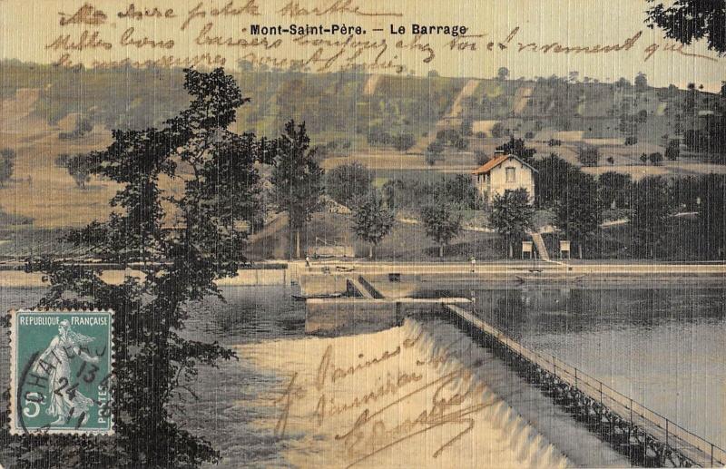Carte postale ancienne Mont Saint Pere - Le Barrage - Cpa Toilee à Mont-Saint-Père