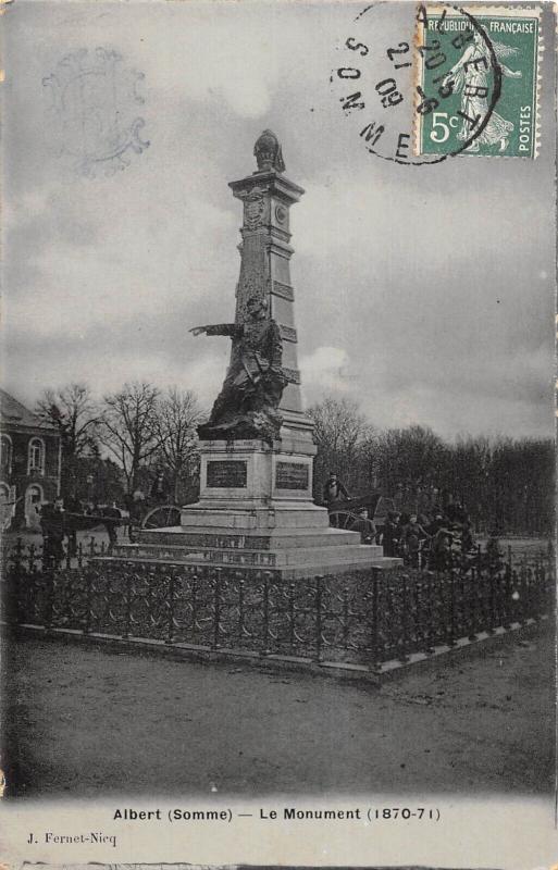 Carte postale ancienne Albert - Le Monument De 1870 - Cpa émail à Albert