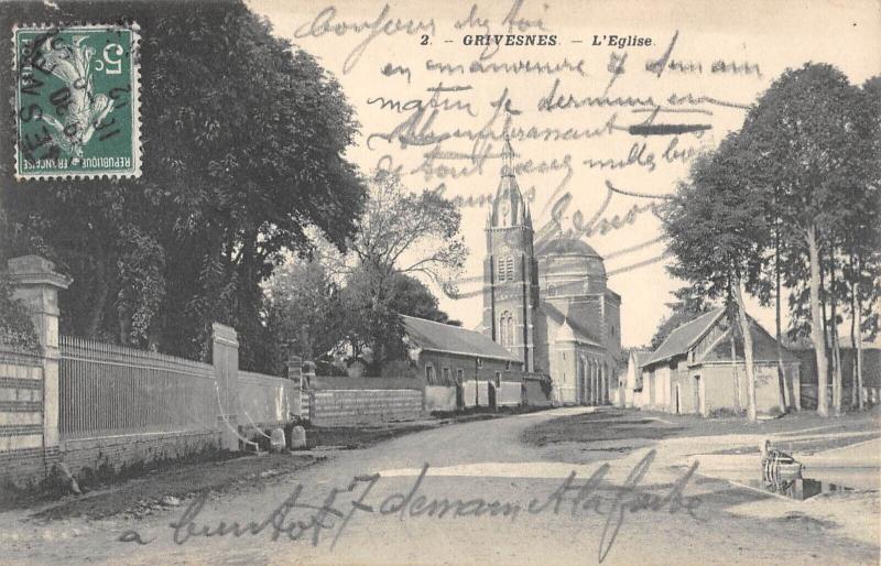 Carte postale ancienne Grivesnes - L'Eglise à Grivesnes