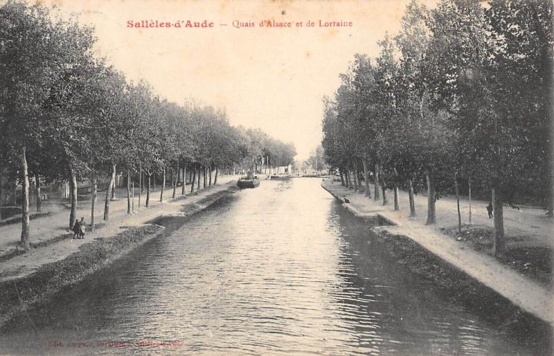 Carte postale ancienne Salleles D'Aude - Quai D'Alsace Et De Lorraine à Sallèles-d'Aude
