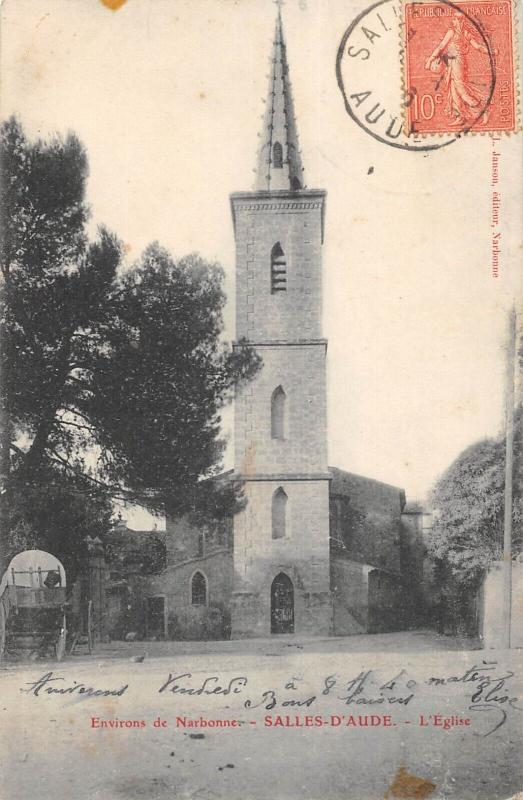 Carte postale ancienne Environs De Narbonne - Salles D'Aude - L'Eglise à Narbonne