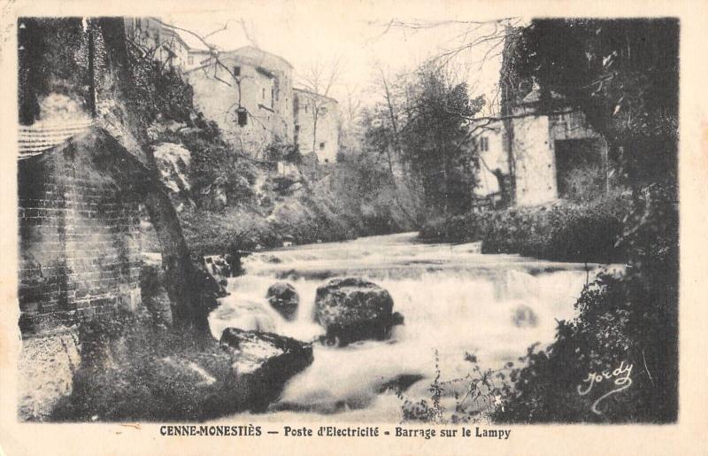 Carte postale ancienne Cennes Monesties - Poste D'Electricite - Barrage Sur Le Lampy