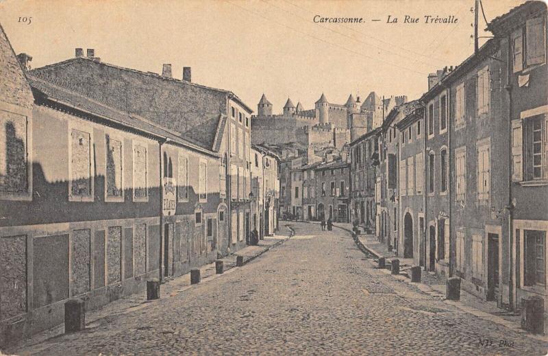 Carte postale ancienne Carcassonne - Rue Trevalle à Carcassonne