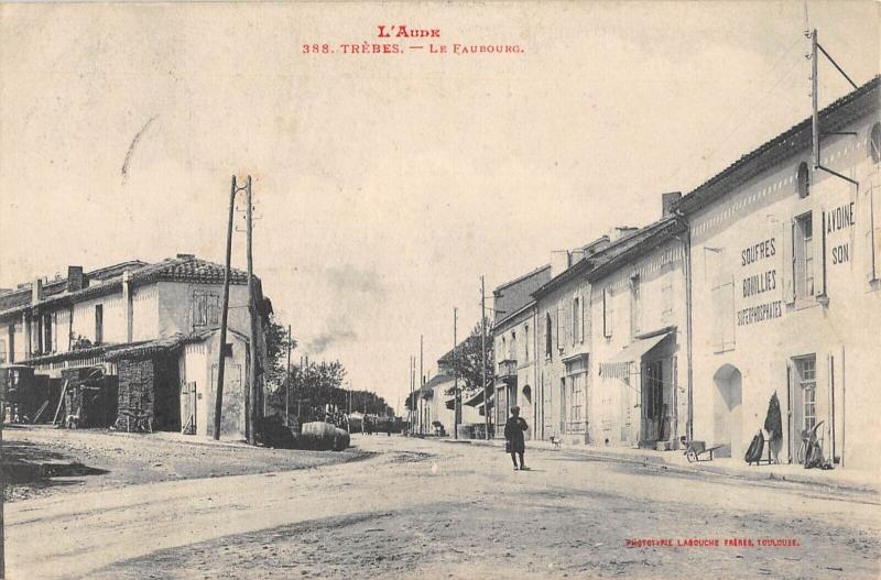 Carte postale ancienne Trebes - Le Faubourg à Trèbes