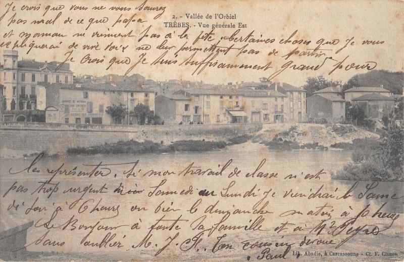 Carte postale ancienne Trebes - Vue Generale Est à Trèbes