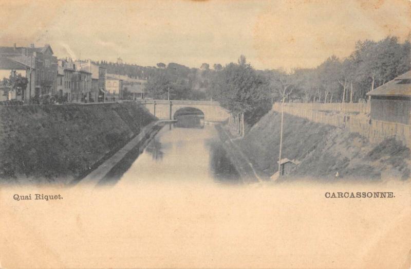 Carte postale ancienne Carcassonne - Quai Riquet à Carcassonne