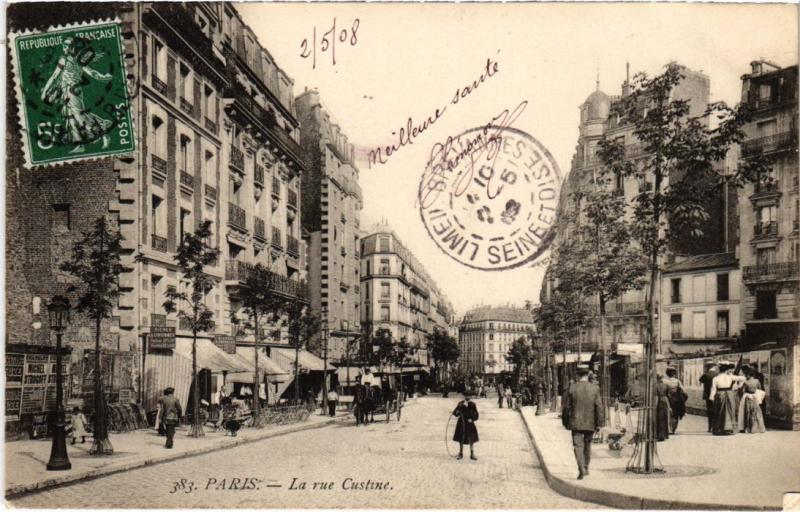 Carte postale ancienne La Rue Custine à Paris 18e