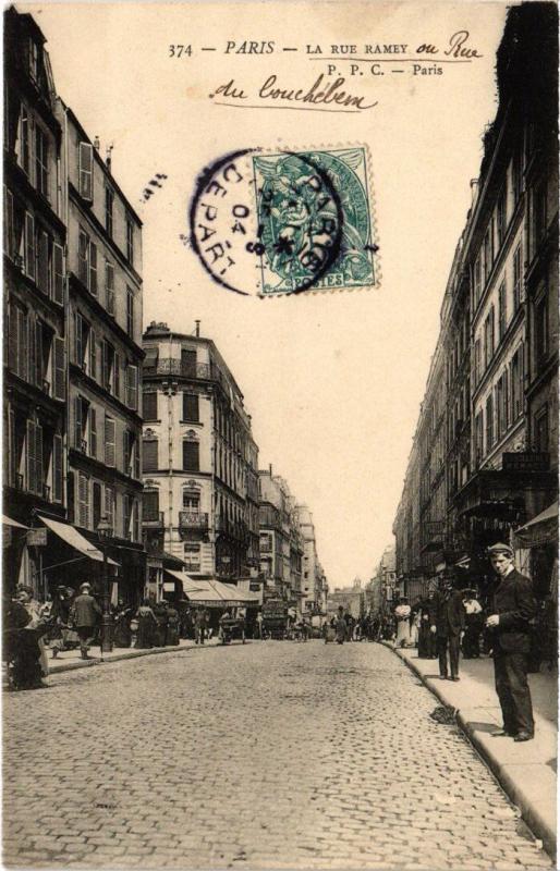 Carte postale ancienne La Rue Ramey à Paris 18e