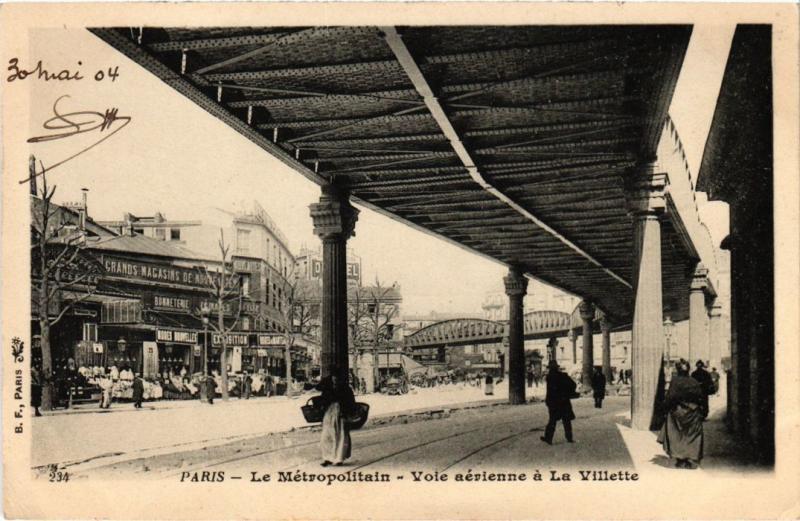 Carte postale ancienne Le Métropolitain - Voie aérienne a la Villette à Paris 19e