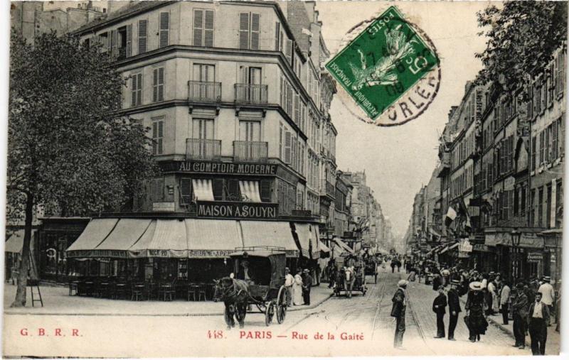 Carte postale ancienne Rue de la Gaité à Paris 14e