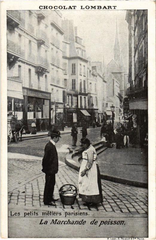 Carte postale ancienne Paris Petits Metiers la marchande de poisson