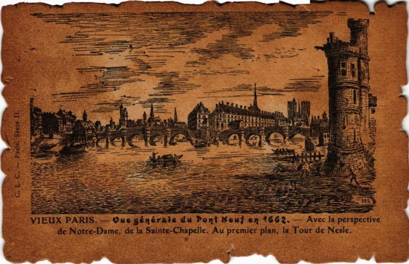 Carte postale ancienne Vieux Paris vue generale du Pont Neuf