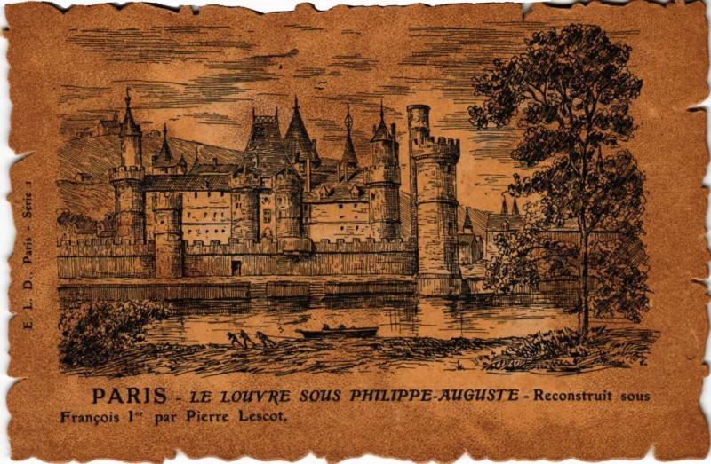 Carte postale ancienne Vieux Paris Le Louvre Sous Philippe-Auguste
