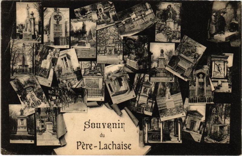 Carte postale ancienne Souvenir du Père Lachaise à Paris 20e