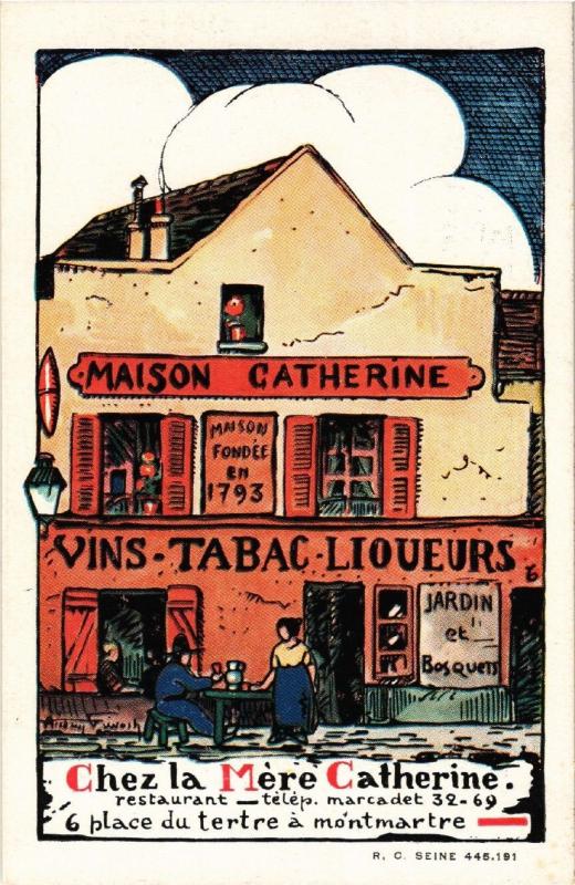 Carte postale ancienne Chez la Mère Catherine - restaurant à Paris 18e