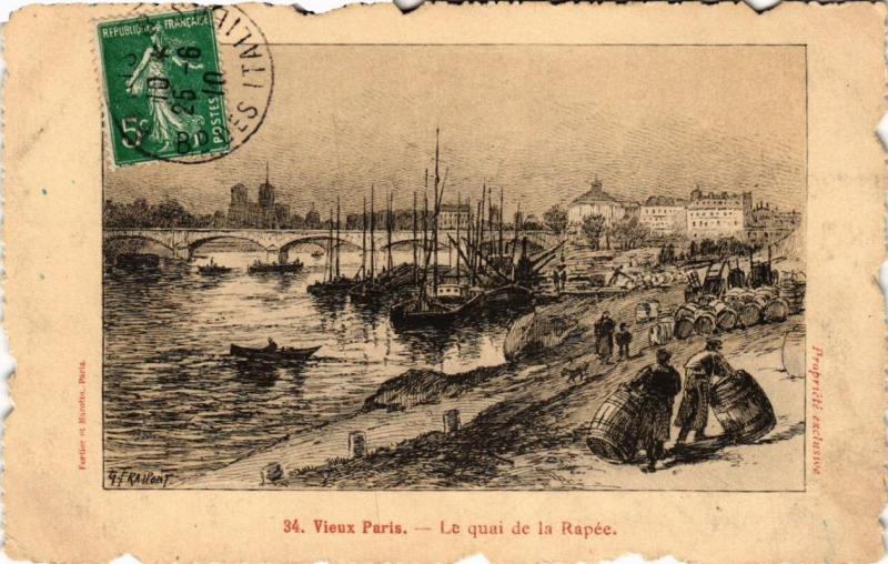 Carte postale ancienne Vieux Paris (12e) Le quai de la Rapée à Paris 12e