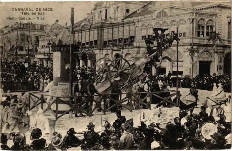 Carte postale ancienne Carnaval de Nice - Téte en bas