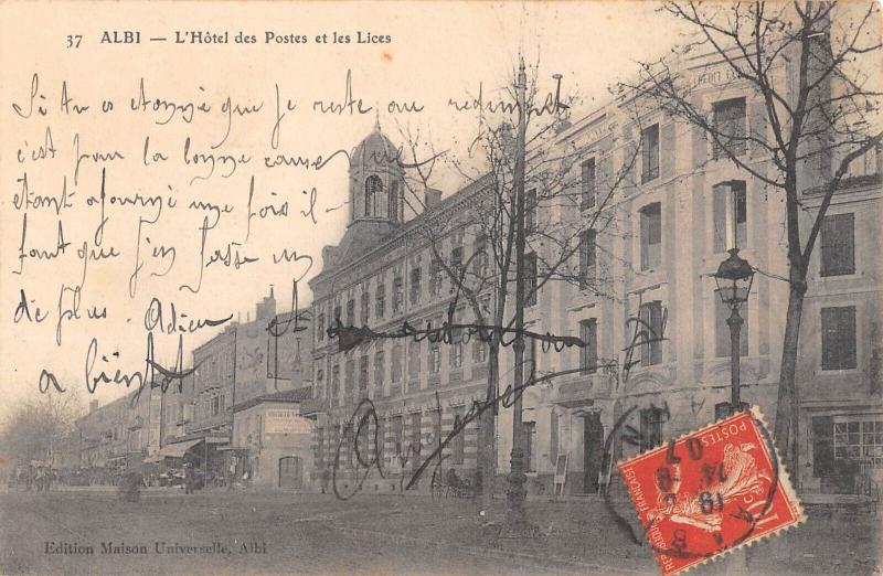 Carte postale ancienne Albi - Hotel Des Postes Et Des Lices à Albi