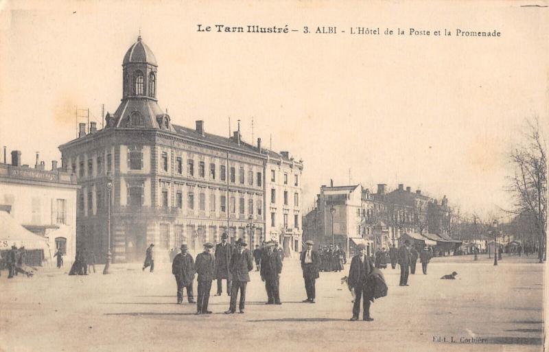 Carte postale ancienne Albi - L'Hotel De La Poste Et La Promenade à Albi