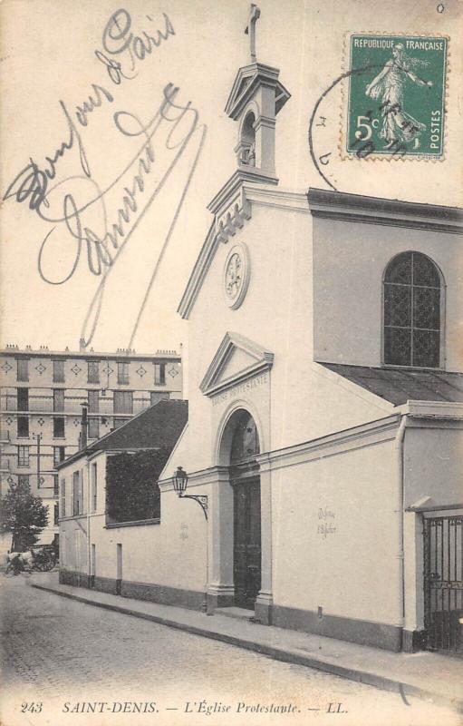 Carte postale ancienne Saint Denis - Eglise Protestante à Saint-Denis