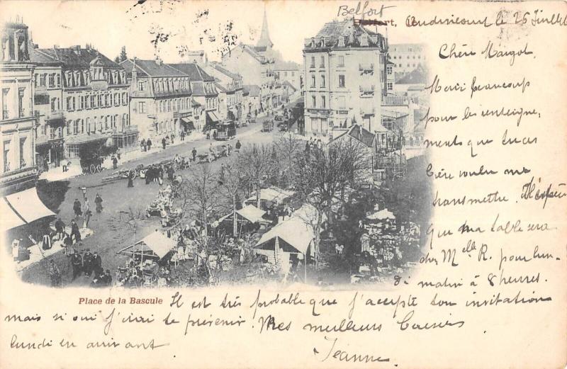 Carte postale ancienne Belfort - Place De La Bascule à Belfort