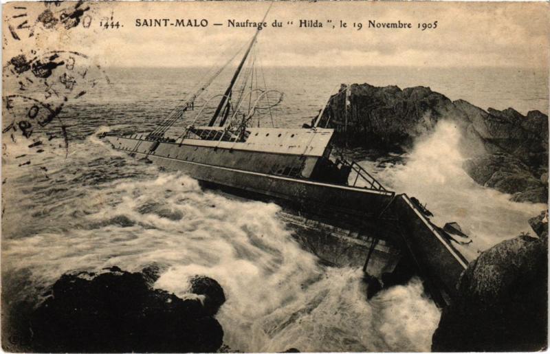 Carte postale ancienne Saint-Malo Naufrage du Hilda à Saint-Malo