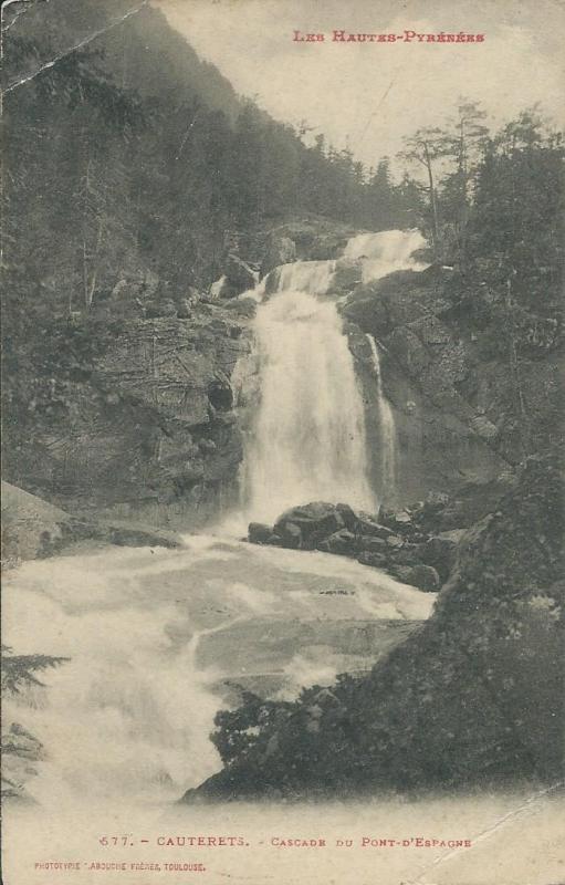 Carte postale ancienne Cascade du Pont d'Espagne à Cauterets