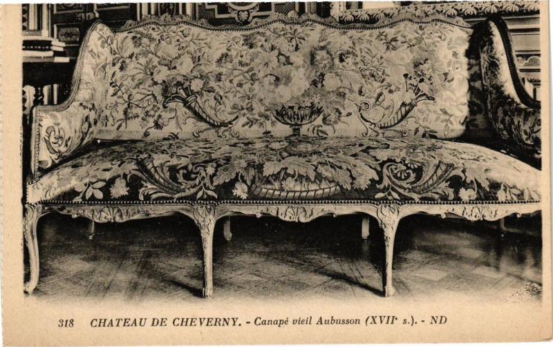 Carte postale ancienne Chateau de Cheverny-Canape vieil Aubusson à Cheverny