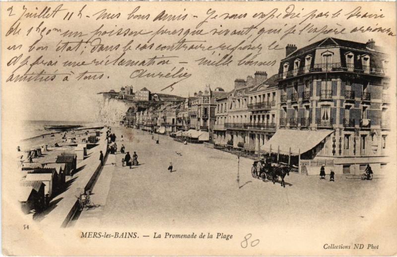 Carte postale ancienne Mers-les-Bains La Promenade de la Plage à Mers-les-Bains