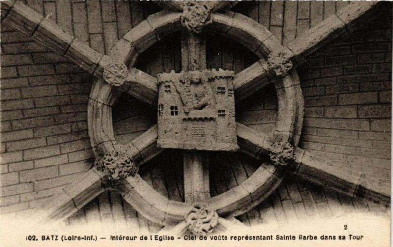 Carte postale ancienne Batz - Interieur de l'Eglise - Clef de voute