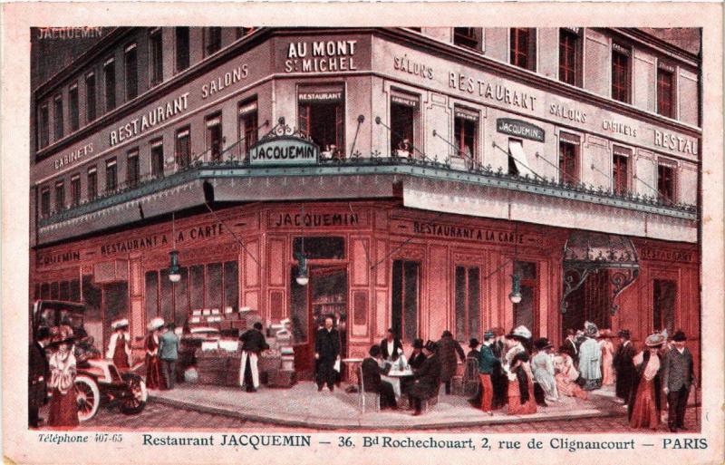 Carte postale ancienne Restaurant Jacquemin à Paris 18e