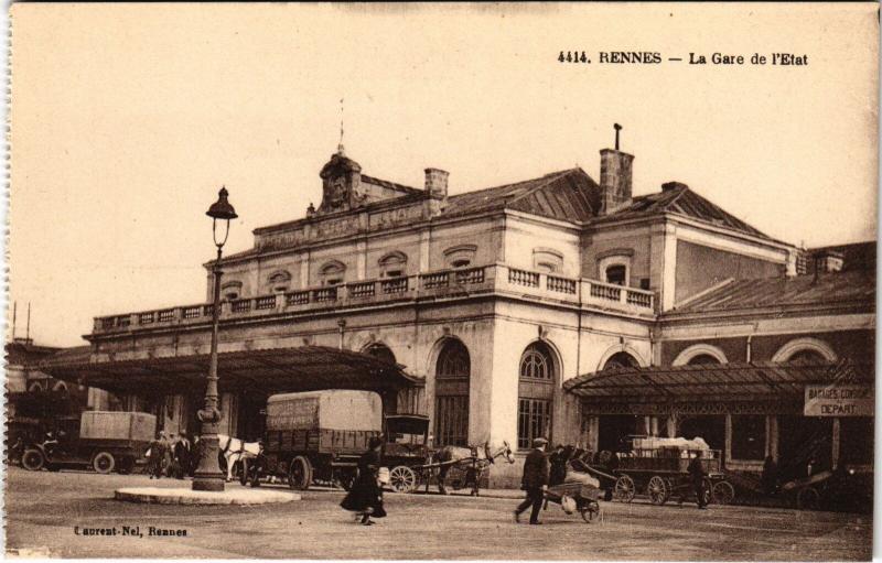 Carte postale ancienne Rennes - La Gare de l'Etat à Rennes