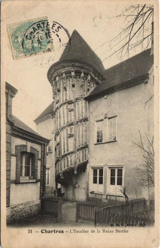 Carte postale ancienne Chartres-L'Escalier de la Reine Berthe à Chartres