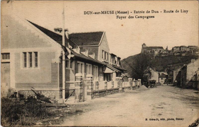 Carte postale ancienne Dun-sur-Meuse - Entrée de Dun - Route de Liny à Dun-sur-Meuse
