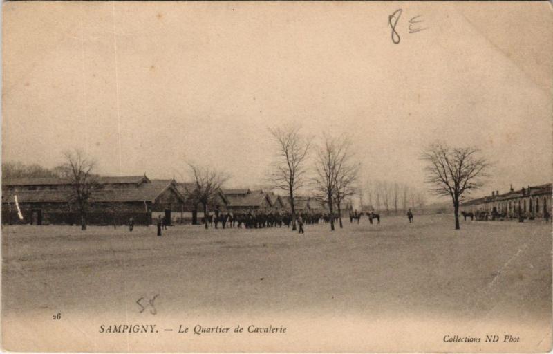 Carte postale ancienne Sampigny - Le quartier de cavalerie à Sampigny