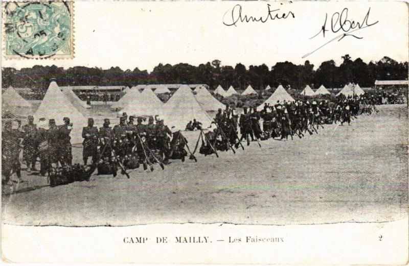 Carte postale ancienne Camp-de-Mailly - Les Faisceaux