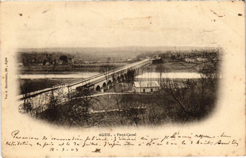 Carte postale ancienne Agen Pont Canal
