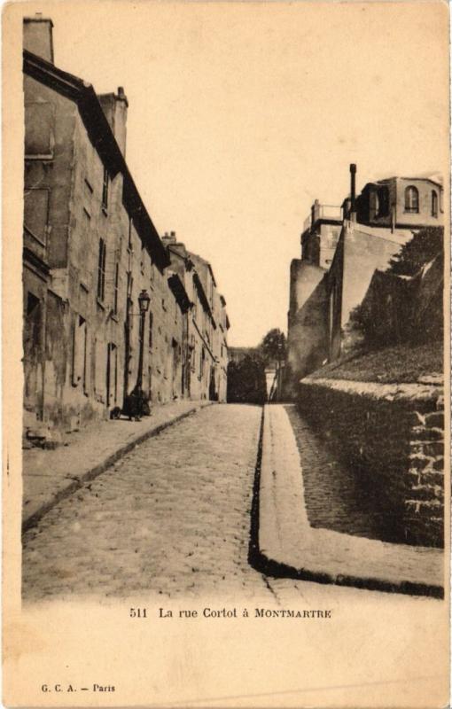 Carte postale ancienne La rue Cortot à Montmartre à Paris 18e