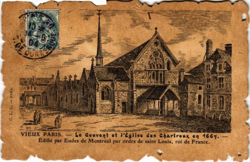 Carte postale ancienne Vieux Paris Couvent et Eglise des Chartreux à Paris 4e