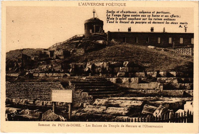 Carte postale ancienne Puy de Dome Les Ruines du Temple de Mercure France