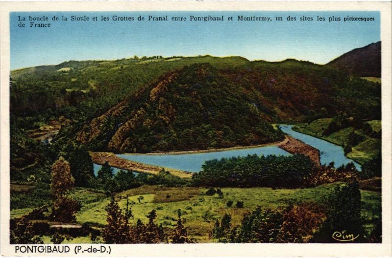 Carte postale ancienne Pontgibaud La boucle de la Sioule France à Pontgibaud