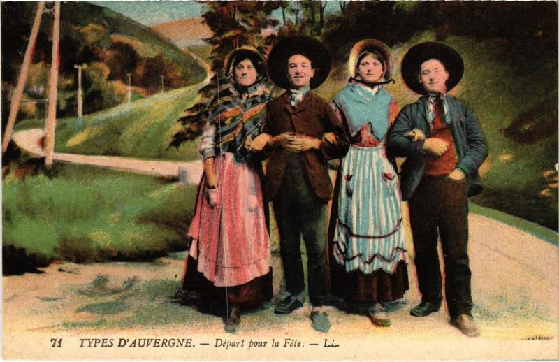 Carte postale ancienne Auvergne Depart pour la Fete France