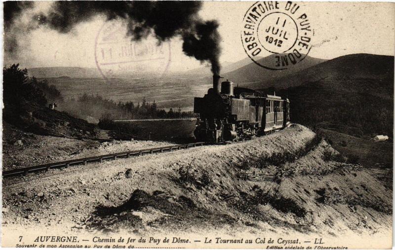 Carte postale ancienne Auvergne Chemin de fer, Le Tournant au Col de Ceyssat France à Ceyssat