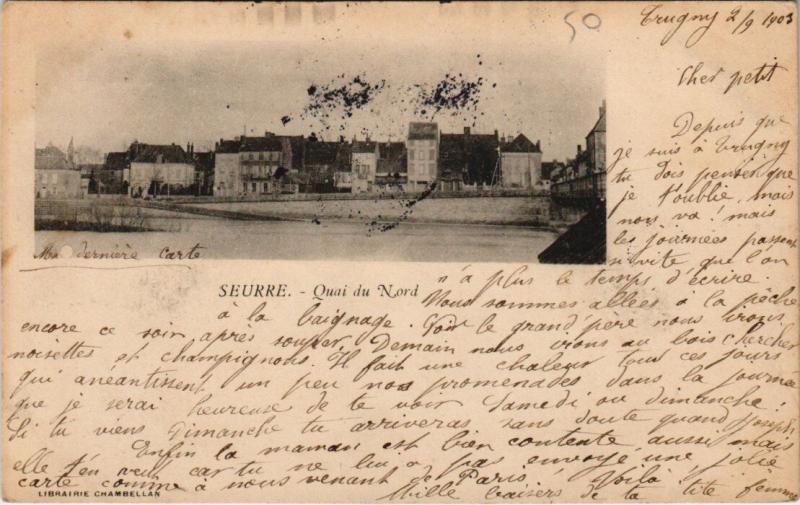 Carte postale ancienne Seurre - Quai du Nord à Seurre